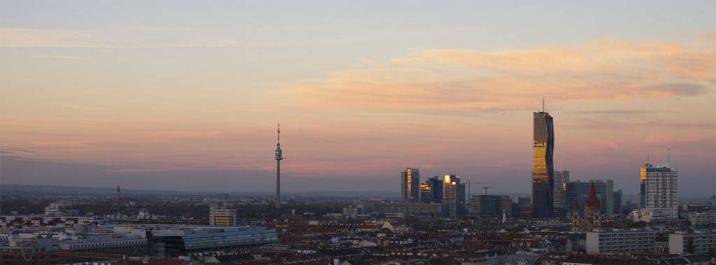 Skyline mit Donauturm und DC Tower, dem höchsten Gebäude von Wien