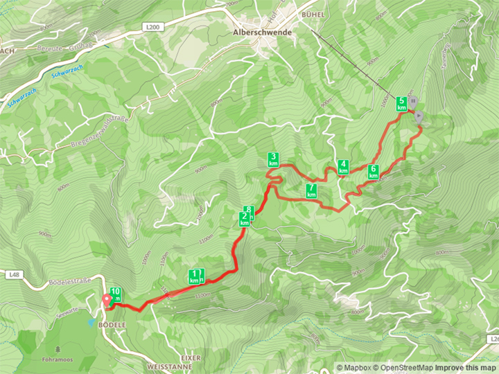 Wanderroute vom Bödele zum Brüggelekopf