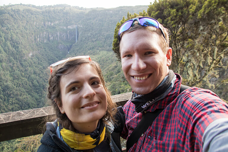 Wasserfall-Selfie im Aberdare Nationalpark