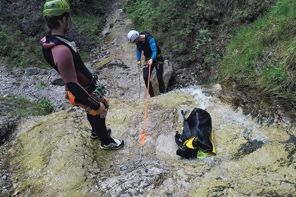 Abseilen im Erbsattel-Canyon