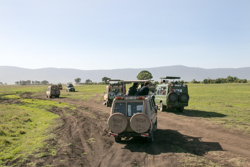 Safariautos im Ngorongoro Krater
