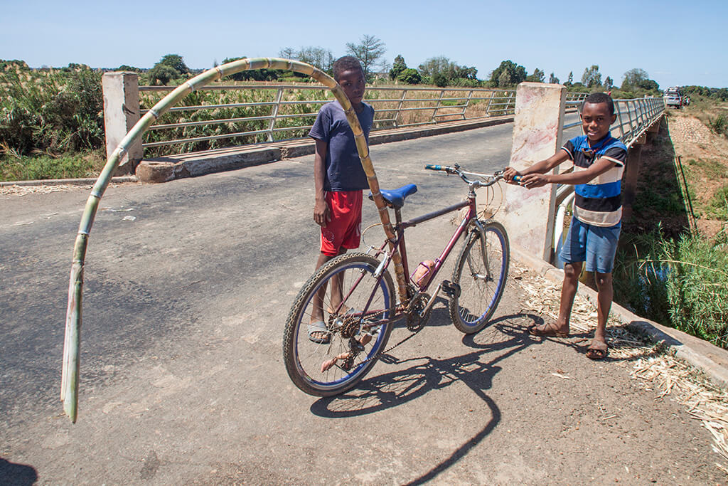 Madagaskar Kinder Fahrrad Zuckerrohr