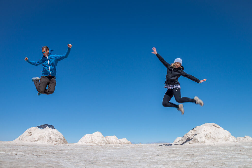 Jumping around Salar de Uyuni